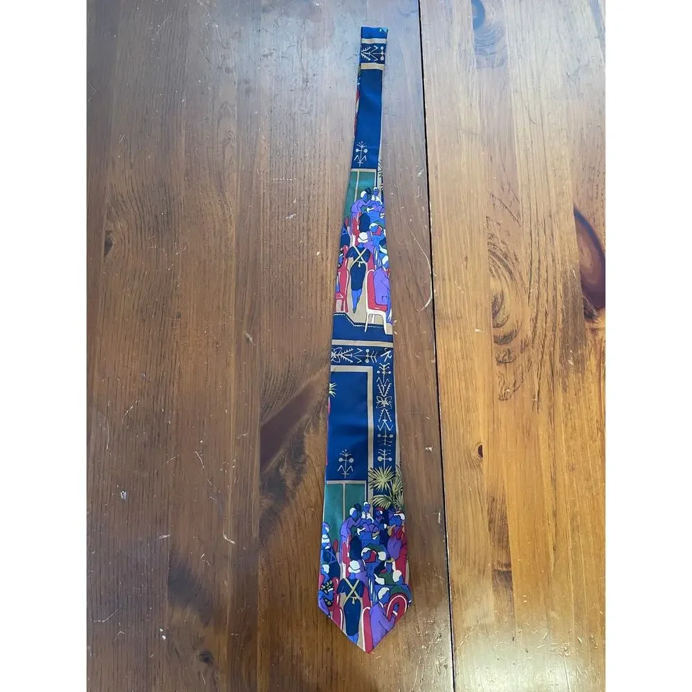 Cambridge Classics -Mervyns Neck Tie All Italica Silk Made inUSA People Abstract